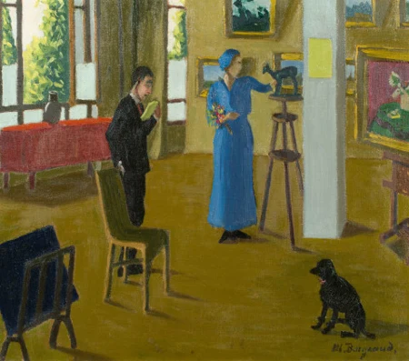 Visite à la galerie, um 1914