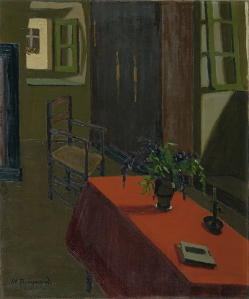 Marius Borgeaud — TABLE ROUGE AVEC GLYCINES, 1920RED TABLE WITH WISTERIA, 1920