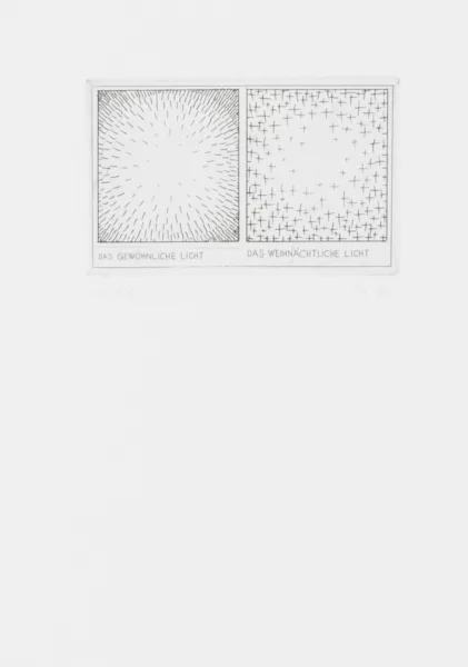 Markus Raetz — Das gewöhnliche Licht, das weihnächtliche Licht, aus "Rietveld-Mappe", 1970