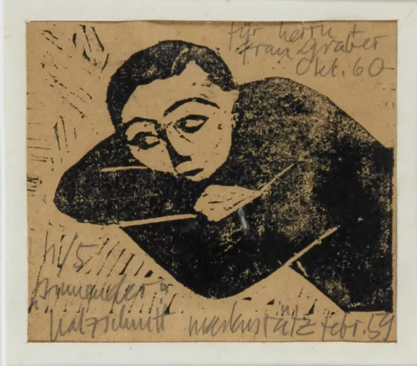 Markus Raetz — Knabe auf Tisch gelehnt, 1959