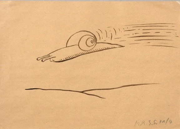 Markus Raetz — Fliegende Schnecke, 3.5.1971/4