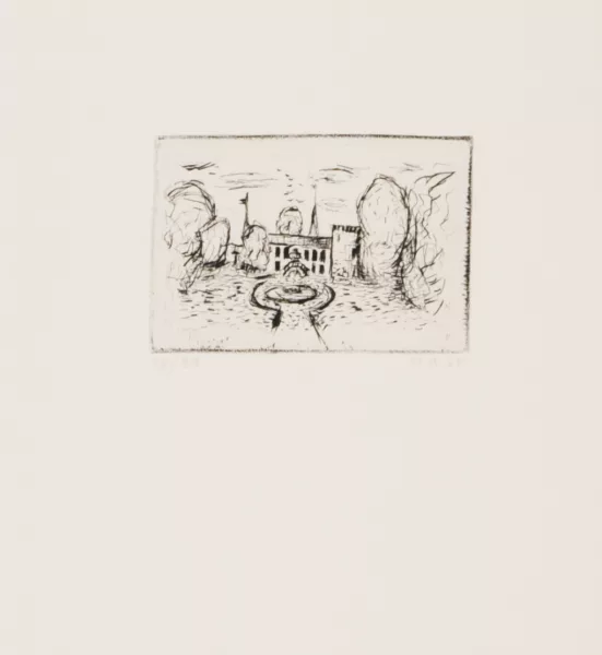 Markus Raetz — 4 Blätter: Schlösschen; Bäumchen; Kopf in Mäander; Ringer, 1958 (4)