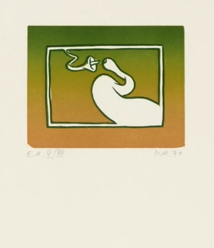 Markus Raetz — 3 Blätter: Einpolige Elektrizität, 1971; Il tonto sulla collina, 1974; Kopfspirale, 1974
