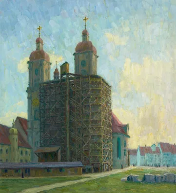 Martha Cunz — Die Kathedrale, St. Gallen in Renovation, 1939