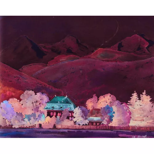 Martha Stettler — Campagne vor Eiger, Mönch und Jungfrau.