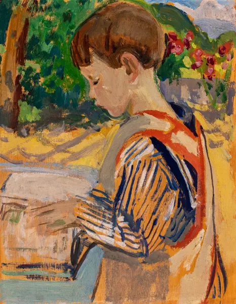 André mit Buch (Bubel). Um 1910-1913