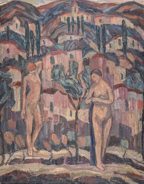 Martha Wittwer-Gelpke — Zwei Akte vor Dorflandschaft