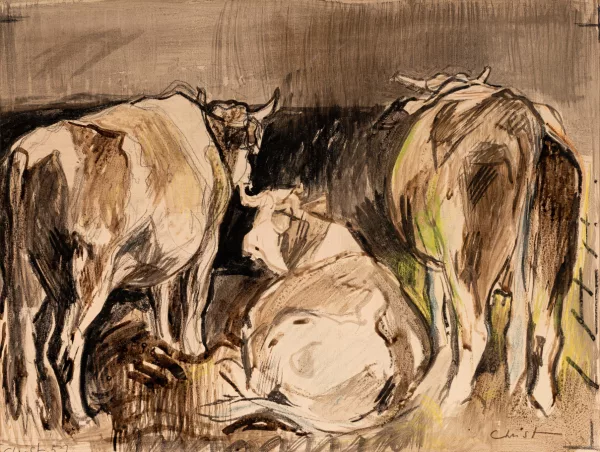 Martin Alfred Christ — Kühe im Stall. 1951