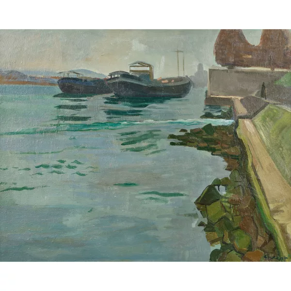 Martin Alfred Christ — "Petrolkähne auf dem Rhein in Basel".