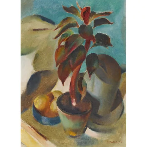 Martin Lauterburg — Stillleben mit Zimmerpflanze.