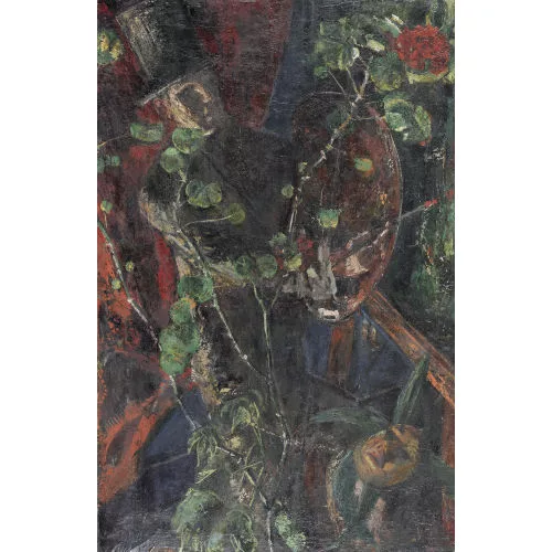 Martin Lauterburg — "Selbstbildnis mit Palette, Geranium und Maske".