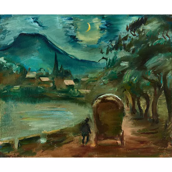 Fuhrwerk in nächtlicher Landschaft