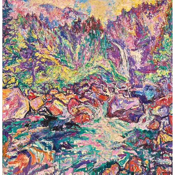 Landschaft mit Wasserfall