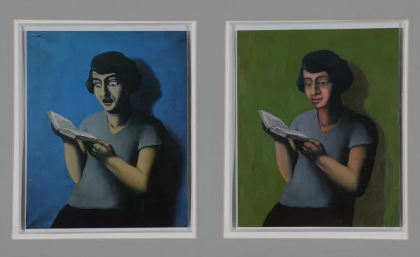 Martin Schwarz — Diptychon. Ohne Titel (Lesende, nach Magritte), 1987
