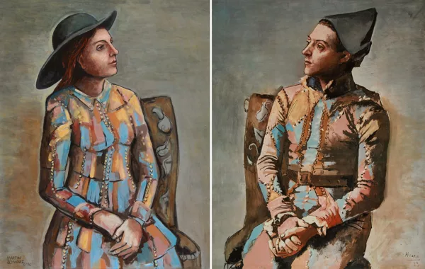 Martin Schwarz — Diptychon. Die Harlekina zum Harlekin, nach Picasso, 2000