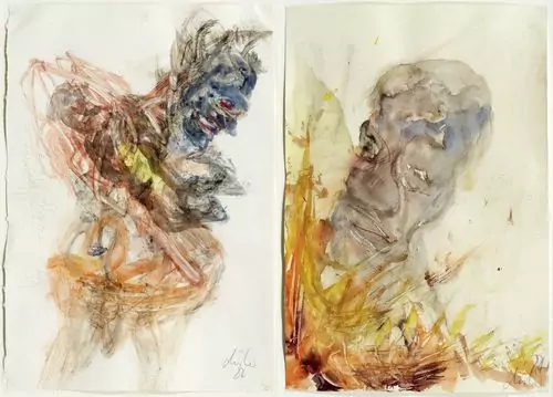 DISLER, MARTIN — Zwei Aquarelle: Figur. Kopf. 1984. — Koller Auktionen