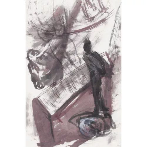 Martin Disler — Abstrahierte Komposition mit Figur.