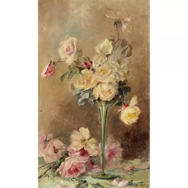 Stillleben mit Rosen in Glasvase