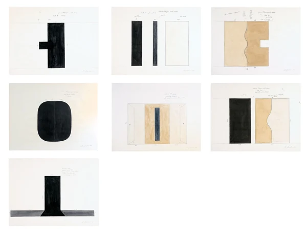 Matias Spescha — 7 Zeichnungen: Rauminstallation Galerie Stampa, 1978