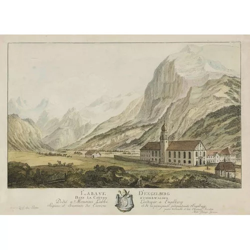 Matthias Pfenninger — "L′Abaye d′Engelberg dans le Canton d′Unterwalden Dedié a Monsieur L′abbé Leodegar a Engelberg Seigneur et Souverain des Environs et de la principauté d′Engelberg".