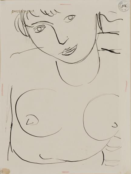 Maurice Barraud (1889-1954, CH) "Buste de femme allongée".