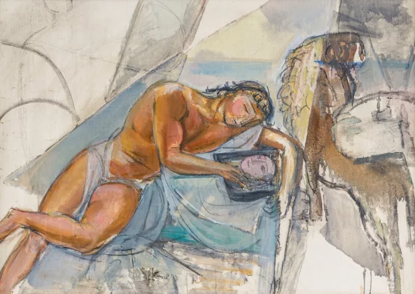 Maurice Barraud — Scène mythologique, jeune éphèbe allongé,