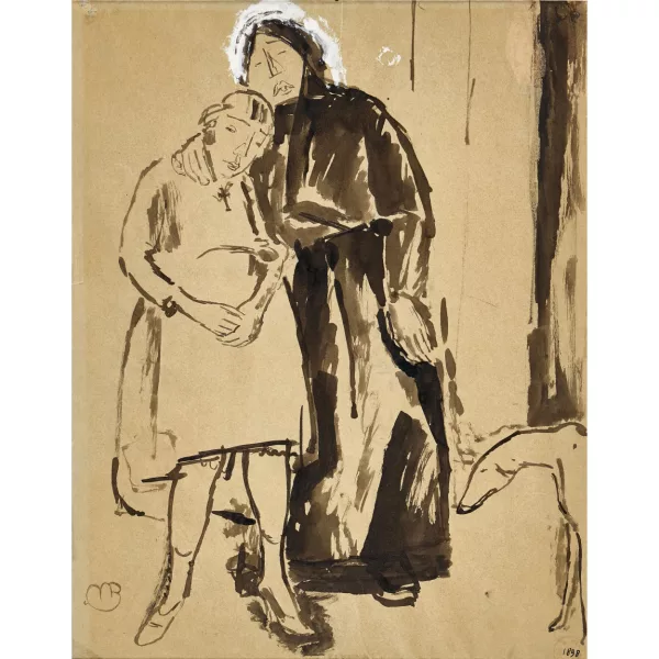 Maurice Barraud — Frau und Mädchen mit Hund.