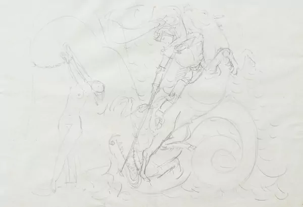 Maurice BARRAUD (1889-1954), "Persée et Andromède", crayon sur papier — DognyAuction