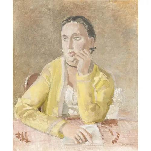 Maurice Barraud — Porträt einer Dame in Gelb.