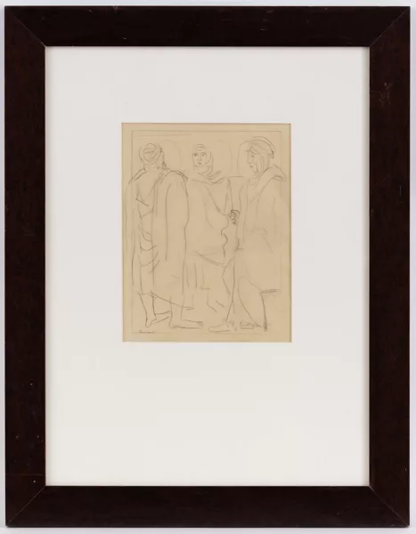 Maurice Barraud — Maurice Barraud (1889-1954), Trois hommes, crayon