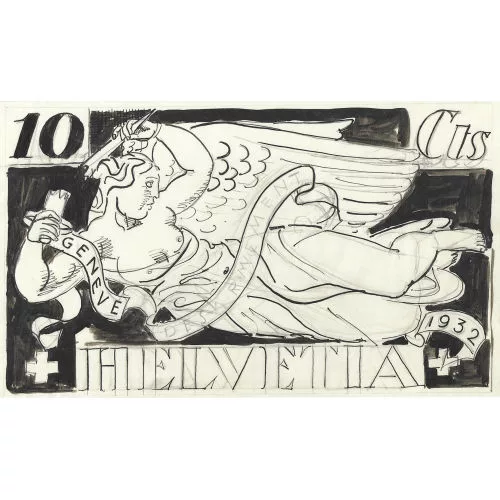 Maurice Barraud — Briefmarkenentwurf Helvetia 1932.