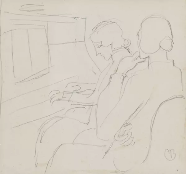 Maurice BARRAUD (1889-1954), "La leçon de piano", crayon — DognyAuction