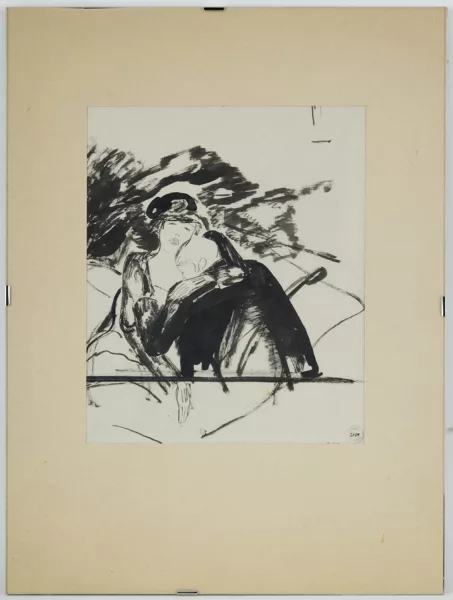 Maurice Barraud — Maurice Barraud (1889-1954), \\Le baiser\\, encre de