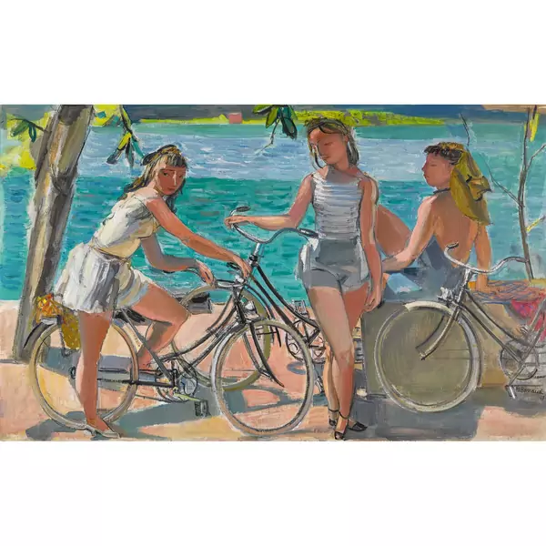 "Trois jeunes filles à vélo"