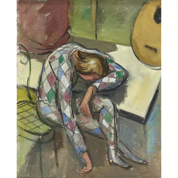 Sitzender Harlekin