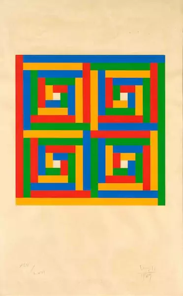 MAX BILL — Einheit aus fünfzehn Strichpaaren in vier Gruppen. 1976. Concentric squares. 1969. — Koller Auktionen