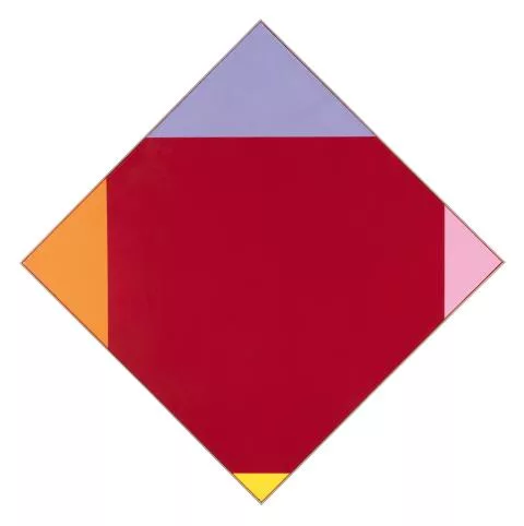 Max Bill — Rotes Quadrat mit verfärbten Ecken