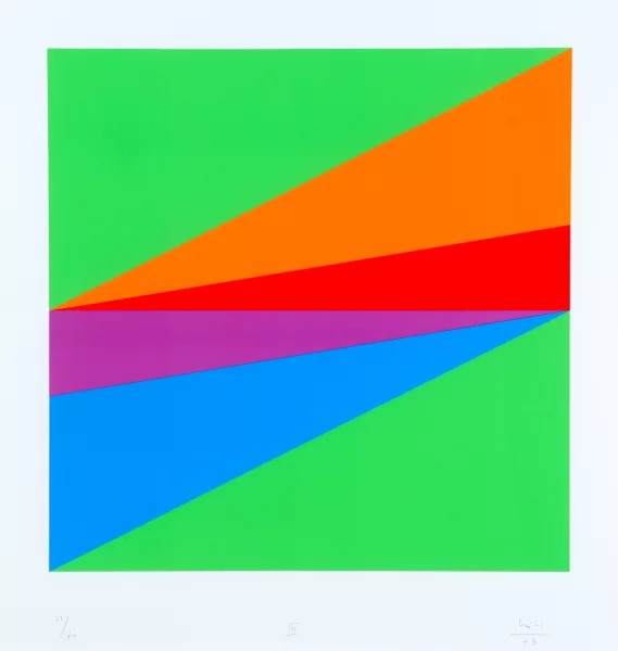 Max Bill — 3 Blätter aus "Transcoloration in fünf Quadraten", 1974
