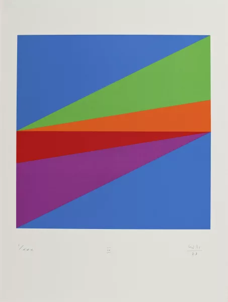 Max Bill — 5 Blätter: Transcoloration in fünf Quadraten, 1974