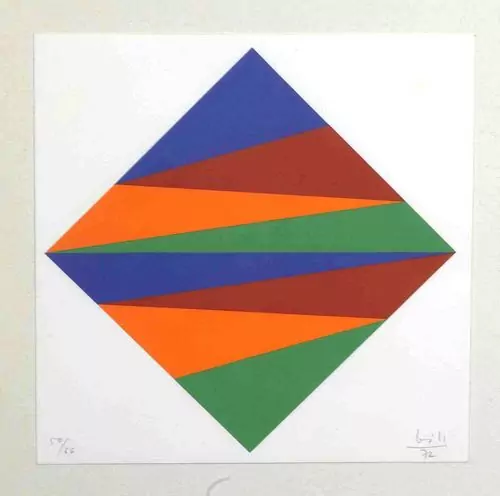 MAX BILL — Komposition Quadrat über Eck mit vier Farben. 1972. — Koller Auktionen