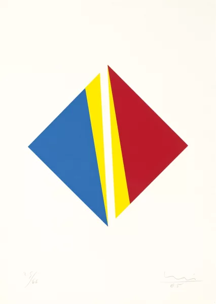 Max Bill — Konstruktion zu Weiss in Blau, Rot und Gelb, 1968