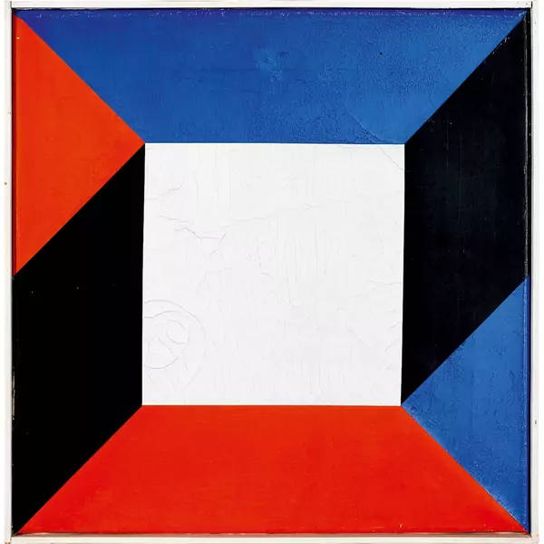 Max Bill — rot-schwarz-blau am weiss — Galerie Kornfeld