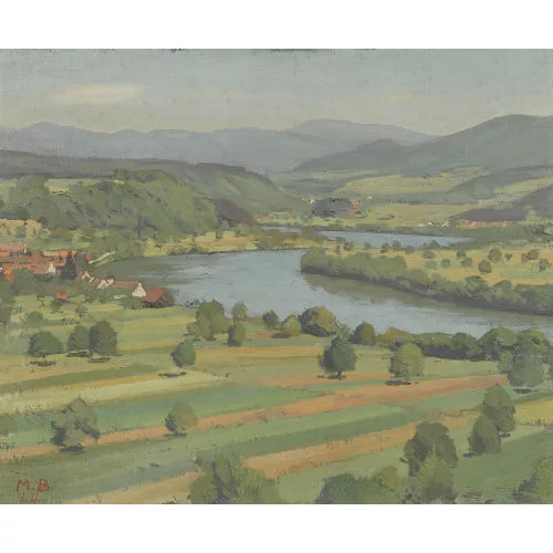 Max Burgmeier — Sicht von der Mumpfer Flüh auf Wallbach am Rhein.