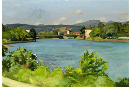 Aarelandschaft - Blick auf Aarau und Kettenbrücke