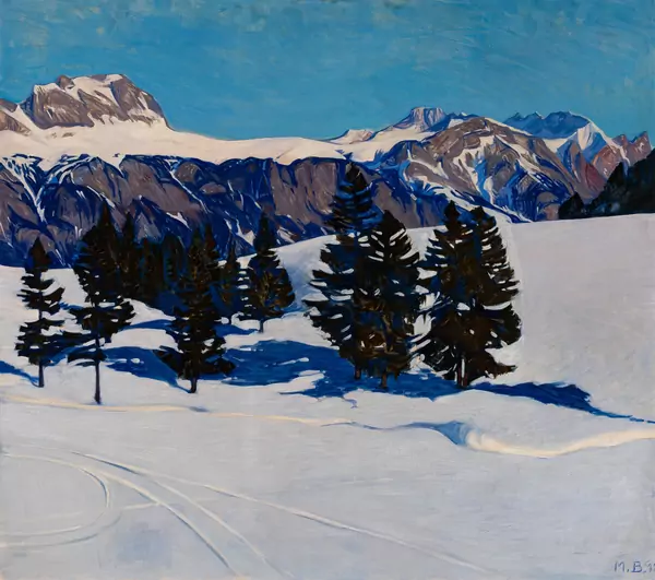 Blick aus den Flumserbergen auf die winterliche Gauschla. 1911