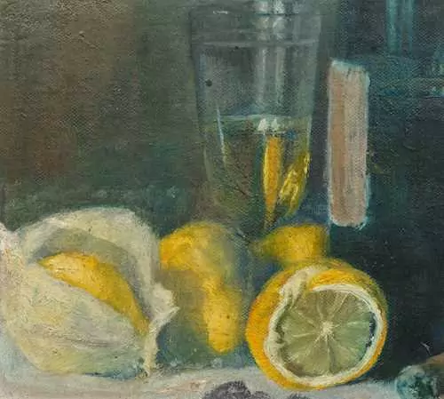 MAX BURI — Stillleben mit Zitrone und Weinglas. — Koller Auktionen