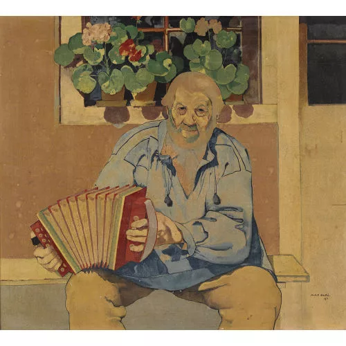 Max Buri — Alter Mann mit Handorgel.