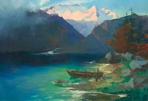 MAX BURI — Lake Brienz – Evening Landscape. 1894. — Koller Auktionen