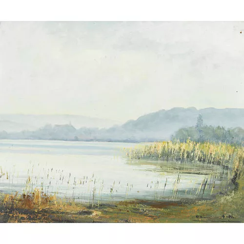 Max Clément — Herbstliche Seeuferpartie.