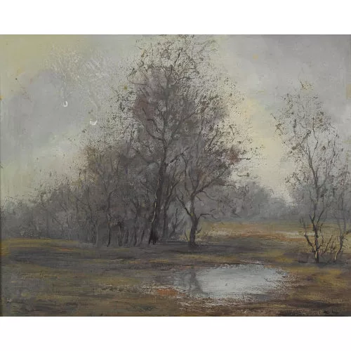 Max Clément — Herbstliche Wiesenlandschaft mit Bäumen.